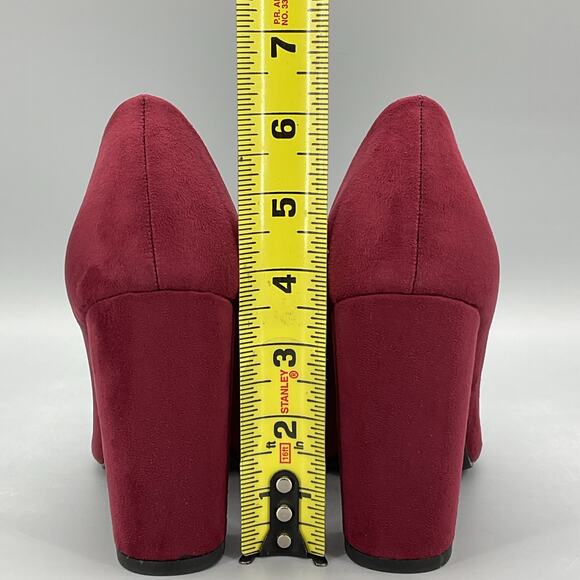 NEW French Connection Women’s Kelsey Block Heel Pumps Burgundy Size 7M - Picture 4 of 10